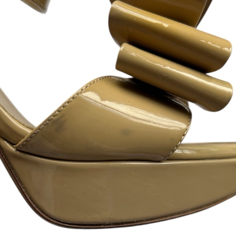 Valentino Patent Leather Stiletto Nude Bow Platform Size 6.5 - Picture 7 of 9